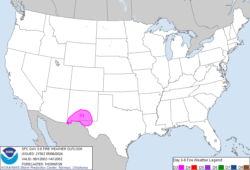 SPC Day 3-8 Fire Weather Outlook