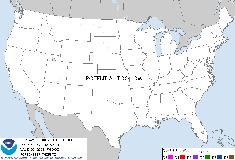 SPC Day 3-8 Fire Weather Outlook